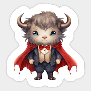 Cartoon American Bison in Dracula Costume Sticker